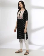 Women Floral Print Straight Kurta with Insert Pocket - Image 4