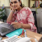 Peach Printed Cotton Straight Kurta