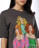 Women Graphic Print Boxy Fit Cotton Round-Neck T-Shirt - Image 2