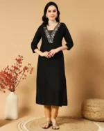 Women Embroidered Straight Kurta