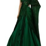 Women's frill ruffle ready to wear saree for wedding mehandi party diwali haldi reception navratra gift.