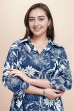 Women's Co-ord Set Cotton Collared Kurta with Pant Cord Set Outdoor Wear - Image 2