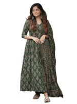 Women Printed Flared A-Line Kurta with Pant and Dupatta Suit Set | Kurta Set