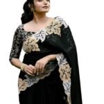 Women's Chifon Floral Printed Saree With Unstiched Blouse Piece For Festival And Function.