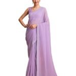 Women's Dazzling Divinity Crush Organza Saree Swarovski Stone Work Comes With Unstitched Blouse Piece