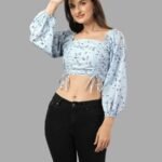 Crop Top for Women Western Wear Sky Blue Regular Price