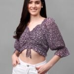 Crop Tops For Women Western Wear Purple
