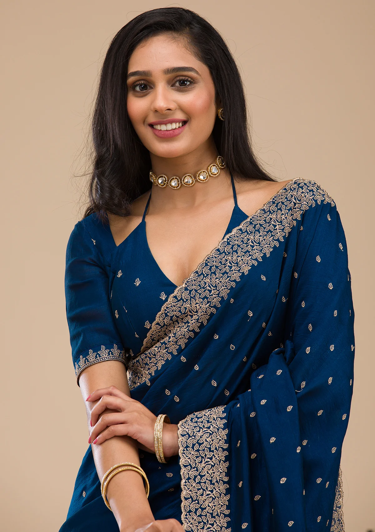 koskii-navyblue-zariwork-softsilk-designer-saree-saus0040043_navy_blue_2_5-1.webp Navy Blue Zariwork Soft Silk Saree - Image 1